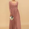 Homrain V-Neck Long Sleeves Bridesmaid Dress | Boho Bridesmaid Dresses