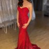 Homrain Mermaid Sweetheart Sparkly Sequins Long Prom Dress | Red Prom Dresses