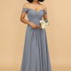 Homrain Off The Shoulder Chiffon Bridesmaid Dress | Wedding Guest Dresses