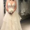 Homrain Asymmetrical Tulle Spaghetti Straps Long Wedding Dress | Lace Wedding Dresses