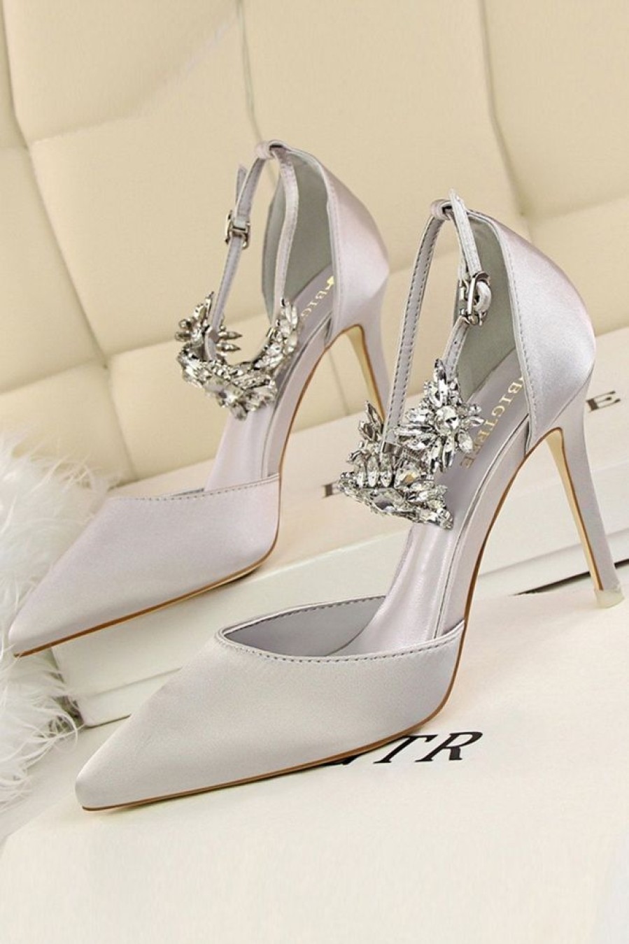 Homrain Ankle Strap Prom Heels With Crystals | Shoes