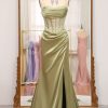 Homrain Mermaid Sequined Long Corset Prom Dress With Slit | Green Prom Dresses