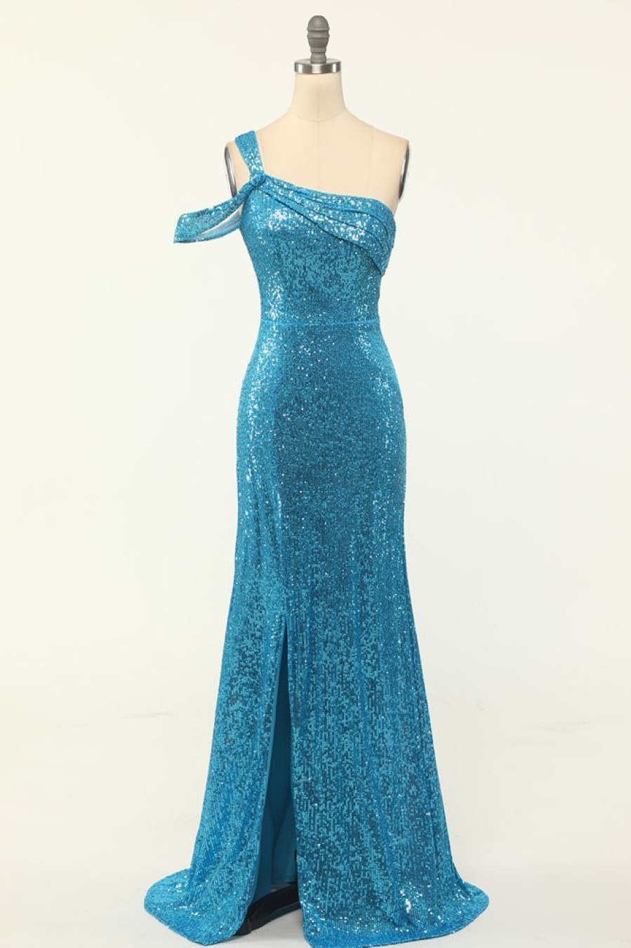 Homrain Sequins One Shoulder Prom Dress | Blue Prom Dresses