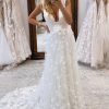 Homrain Deep V-Neck Backless Long Wedding Dress With Appliques | Mermaid Wedding Dresses