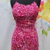 Homrain Sparkly Sequined Spaghetti Straps Tight Short Homecoming Dress | Pink Hoco Dresses