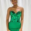 Homrain Sparkly Corset Sweetheart Tight Short Mirror Homecoming Dress | Green Hoco Dresses