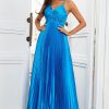 Homrain A Line Spaghetti Straps Long Prom Dress | Blue Prom Dresses