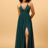 Homrain Chiffon Spaghetti Straps Bridesmaid Dress With Slit | Boho Bridesmaid Dresses