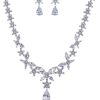 Homrain Butterfly Crystal Drop Earrings Necklace Jewelry Set | Bridal Accessories