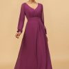 Homrain Long Sleeves Cold Shoulder Bridesmaid Dress | Wedding Guest Dresses