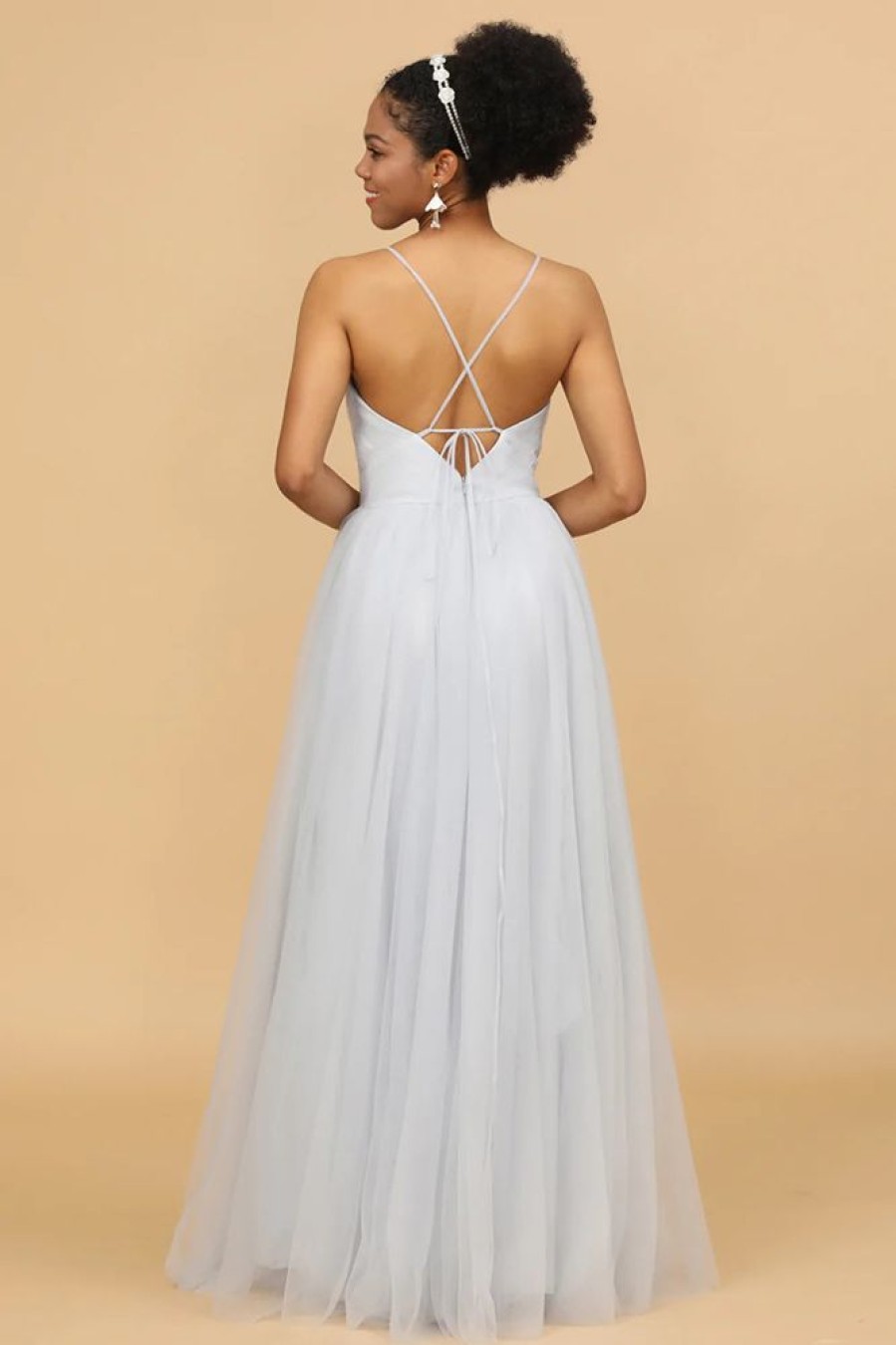 Homrain Spaghetti Straps Tulle A-Line Bridesmaid Dress | Bridesmaid Dresses