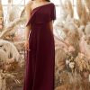 Homrain One Shoulder Chiffon Bridesmaid Dress | Boho Bridesmaid Dresses