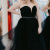 Homrain Plus Size Tulle Long Prom Dress With Beading | Black Prom Dresses