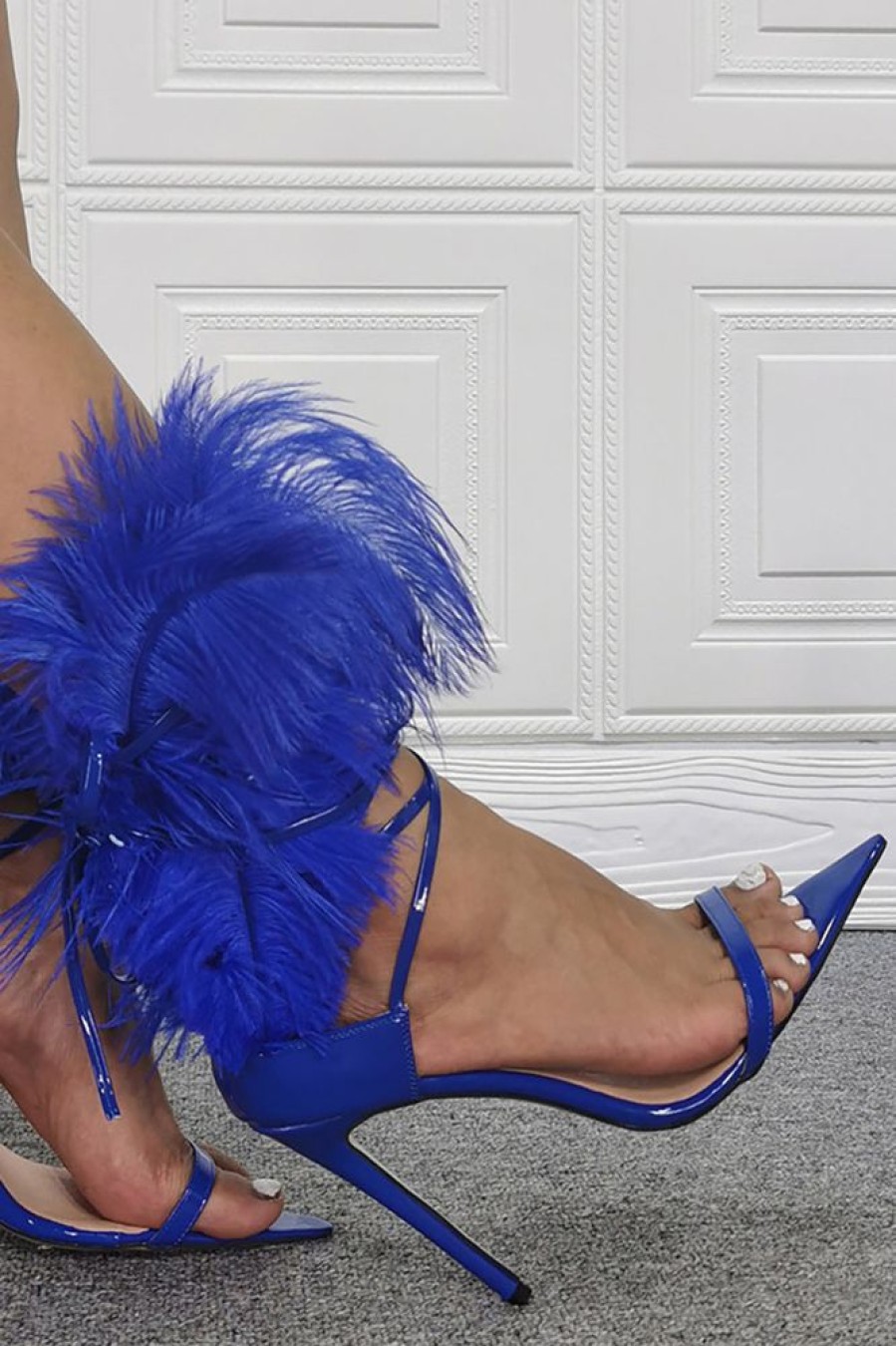 Homrain Feather Pointed Toe Stiletto Sandals | Shoes