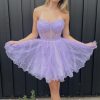 Homrain Corset Sweetheart A-Line Short Tulle Homecoming Dress | Purple Hoco Dresses