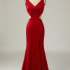 Homrain Mermaid Simple Prom Dress | Red Prom Dresses