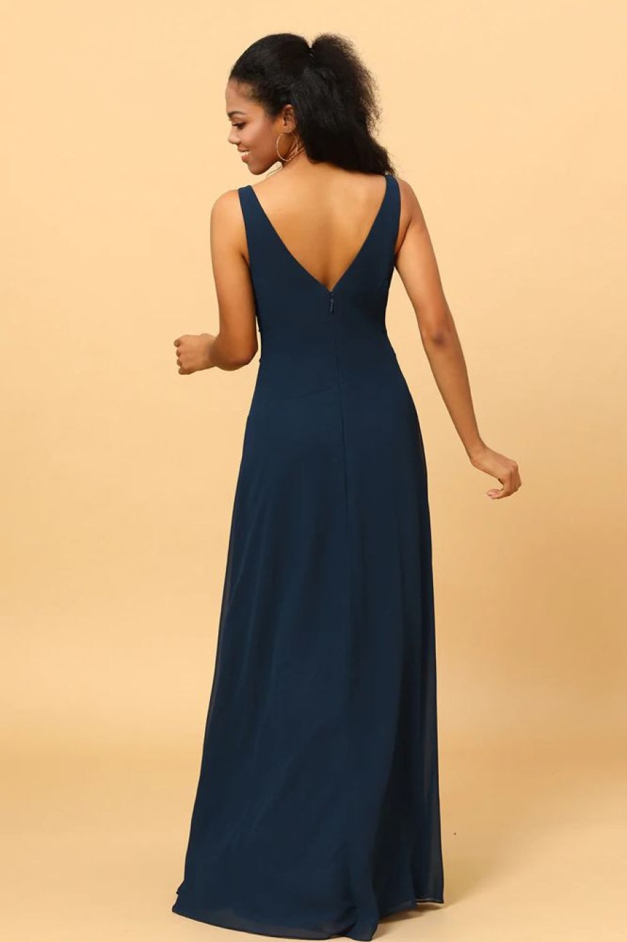 Homrain V-Neck Chiffon Bridesmaid Dress With Ruffles | Bridesmaid Dresses 2024