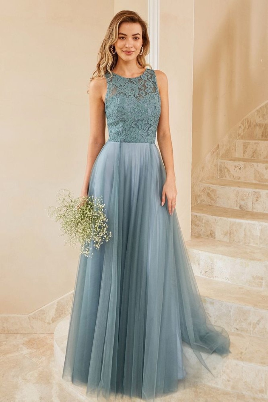 Homrain Tulle Bridesmaid Dress With Lace | Wedding Guest Dresses