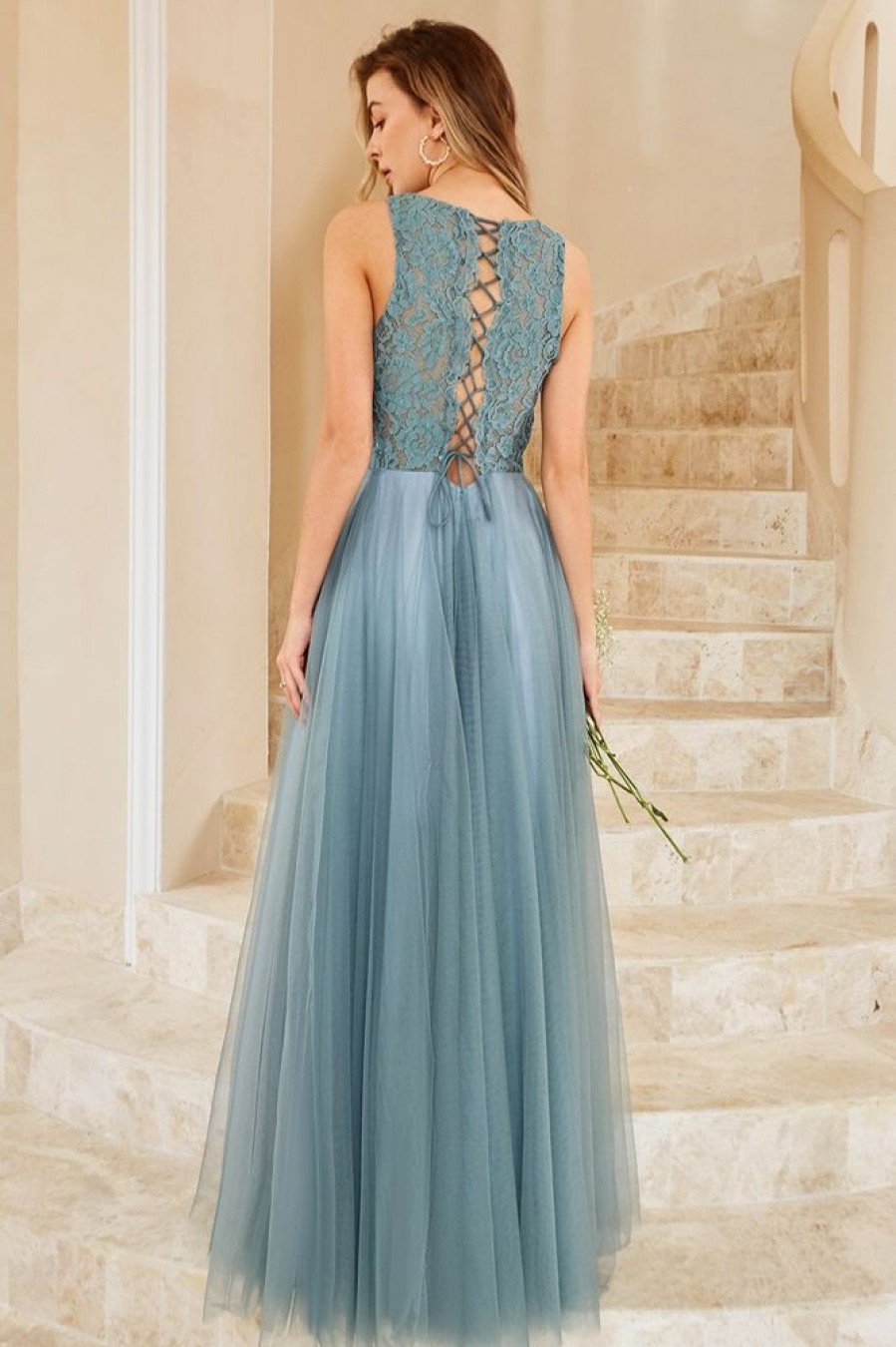 Homrain Tulle Bridesmaid Dress With Lace | Wedding Guest Dresses