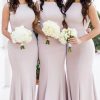 Homrain Fitted Bateau Long Mermaid Bridesmaid Dress | Wedding Guest Dresses