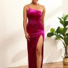 Homrain One Shoulder Velvet Long Bridesmaid Dress | Bridesmaid Dresses 2024