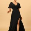 Homrain Batwing Sleeves Long Chiffon Bridesmaid Dress | Wedding Guest Dresses