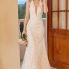 Homrain Mermaid Deep V Neck Lace Wedding Dress With Appliques | Mermaid Wedding Dresses