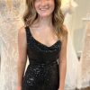 Homrain Spaghetti Straps Sequins Backless Tight Homecoming Dress | Black Hoco Dresses