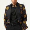 Homrain Yellow Flower Shawl Lapel Jacquard Men'S Prom Blazer | Men Blazers