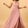 Homrain A Line Long Bridesmaid Dress With Split Front | Wedding Guest Dresses