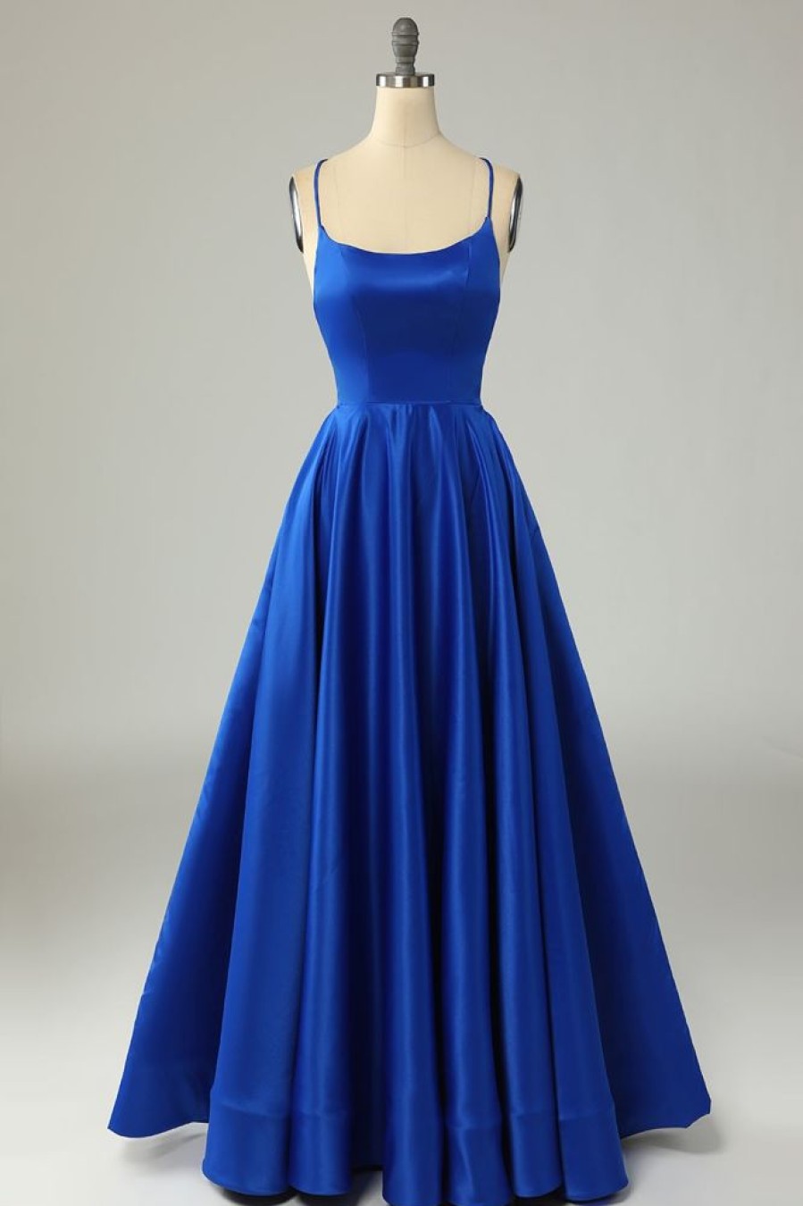 Homrain Backless Satin Prom Dress | Blue Prom Dresses