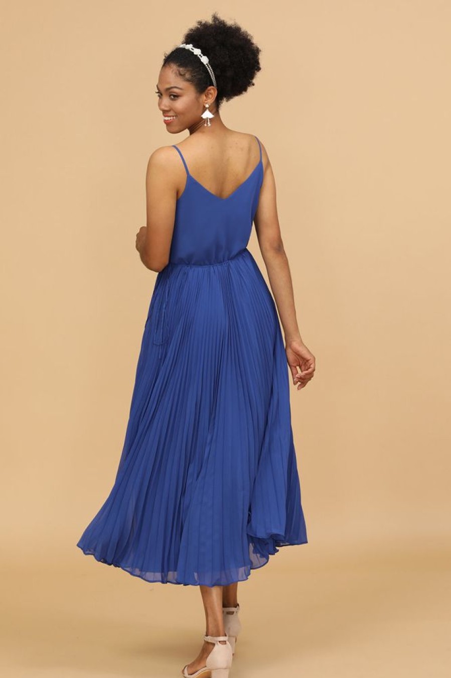 Homrain A Line Spaghetti Straps Tea Length Bridesmaid Dress | Boho Bridesmaid Dresses