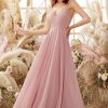 Homrain Blush Spaghetti Straps Chiffon Bridesmaid Dress | Boho Bridesmaid Dresses