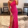 Homrain Stars Sequins Prom Dress | Hot Pink Prom Dresses