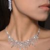 Homrain Rhinestone Drop Bridal Earrings Necklace Set | Necklace