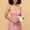 Homrain Long Chiffon Bridesmaid Dress With Lace | Dusty Rose Bridesmaid Dress