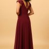 Homrain Chiffon Burgundy Bridesmaid Dress With Slit | Burgundy Bridesmaid Dress