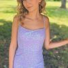 Homrain Sparkly Sequin Lace-Up Back Tight Short Homecoming Dress | Purple Hoco Dresses