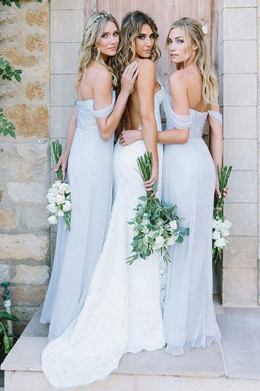 Homrain A-Line Off The Shoulder Long Chiffon Boho Bridesmaid Dress | Bridesmaid Dresses 2024