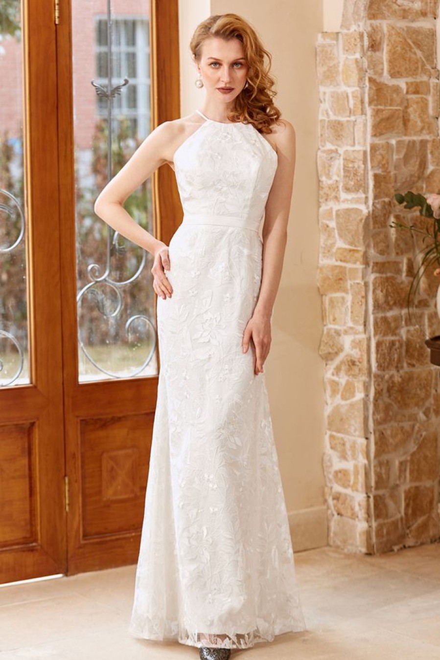 Homrain Mermaid Floor Length Church Wedding Dress | Lace Wedding Dresses