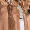 Homrain Satin Sheath Lace-Up Back Bridesmaid Dress | Boho Bridesmaid Dresses