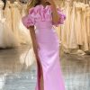 Homrain Glitter Floral Mermaid Long Prom Dress With Slit | Hot Pink Prom Dresses