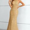 Homrain Halter Neck Mermaid Prom Dress | Gold Prom Dresses