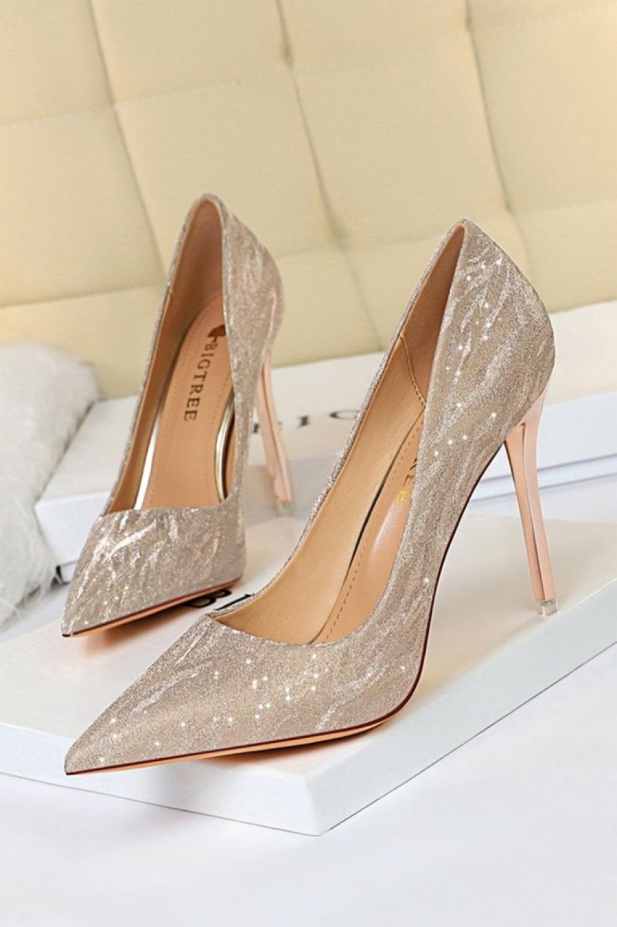 Homrain Shallow Toe Sequined Stiletto High Heels | Shoes