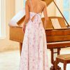 Homrain A Line Spaghetti Straps Printed Bridesmaid Dress | Boho Bridesmaid Dresses