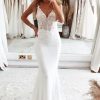 Homrain Mermaid Lace Long Backless Wedding Dress With Button | Lace Wedding Dresses