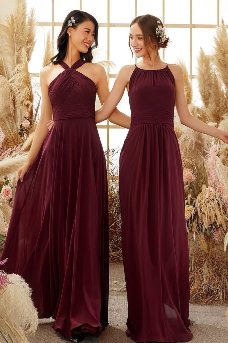 Homrain Halter Chiffon Bridesmaid Dress | Boho Bridesmaid Dresses