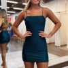 Homrain Simple Dark Spaghetti Straps Sleeveless Tight Short Homecoming Dress | Green Hoco Dresses