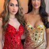 Homrain Sparkly Sequin Spaghetti Straps Mirror Tight Short Hoco Dress | Red Hoco Dresses