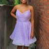 Homrain Sequins Homecoming Dress With Criss Cross Back | Purple Hoco Dresses